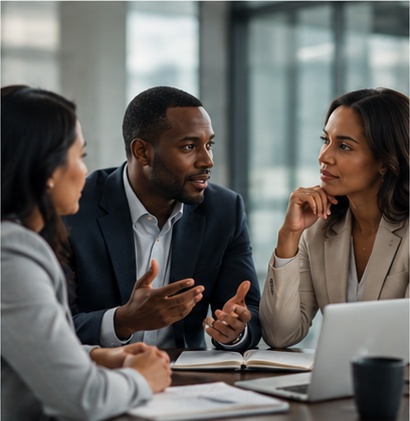 Senior leadership team in conversation