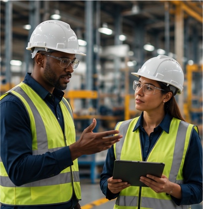 Operating team on a manufacturing floor